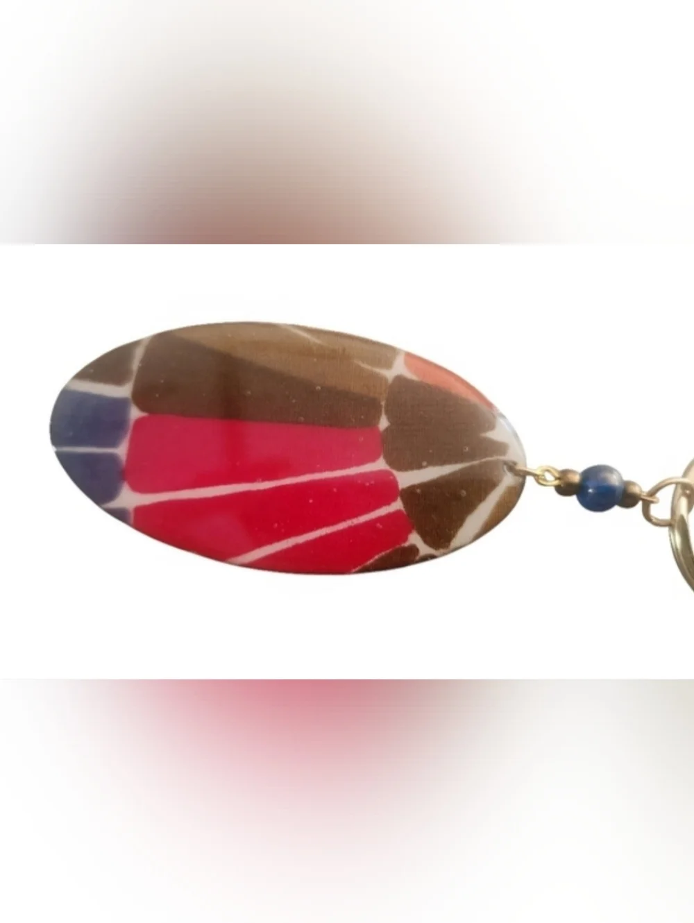 Artisan Fabric-Wrapped Oval Keychain & Wristlet | One-of-a-Kind Accessory